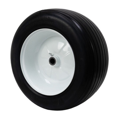18x8.50-8LP Flat Free Wheel Tire Assembly w/ White Steel Rim Jescraft WHL-18FF8