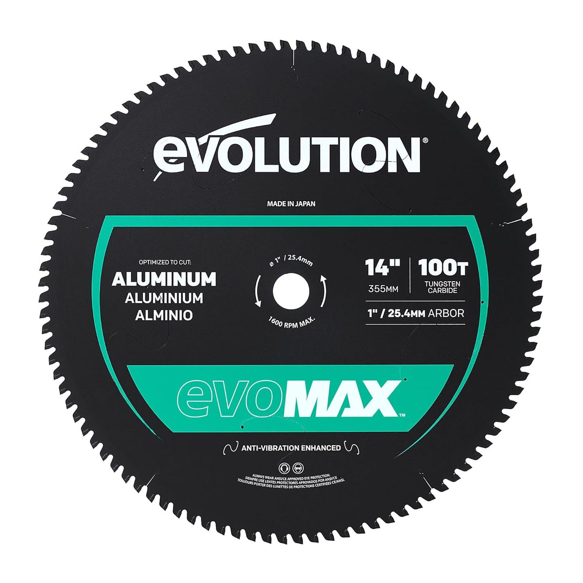 Evolution EVOMAX14AL | 14 in. | 100T | Professional Grade Aluminum TCT Blade