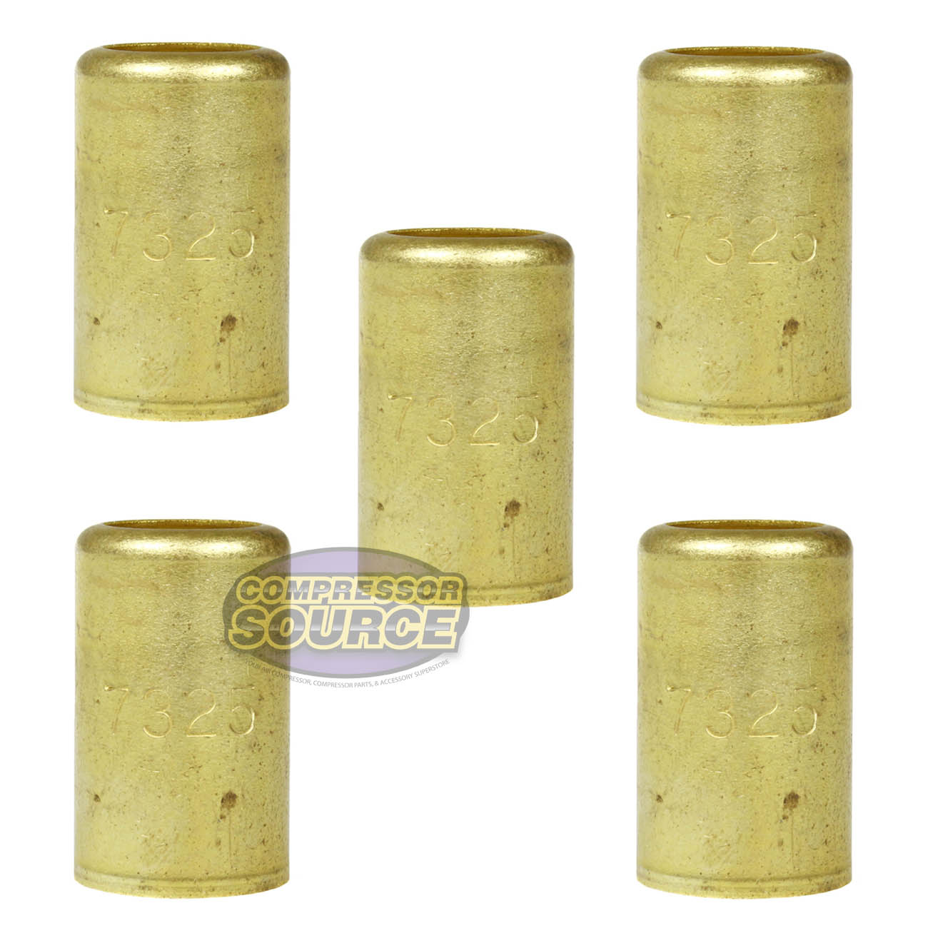 5 Pack Brass Ferrule 9/16" Inner Diameter 7/16" Pierce Smooth Crimp Hose Fitting