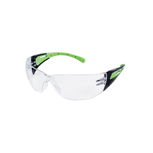 Sellstrom XM300 Safety Glasses, Black/Green Frame Clear Lens
