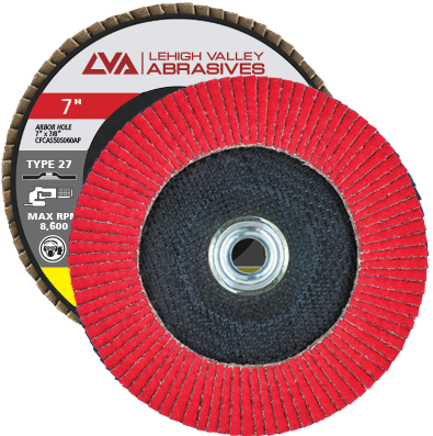 7" x 5/8"-11 Threaded Ceramic Flap Disc Type 27 Flat | 60 Grit T27 | LVA CFFTS70S060CP