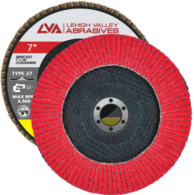 7" x 7/8" Ceramic Flap Disc Type 27 Flat | 36 Grit T27 | LVA CFFAS70S036CP