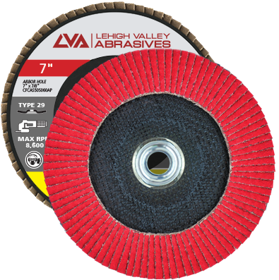 7" x 5/8"-11 Threaded Ceramic Flap Disc Type 29 Conical | 60 Grit T29 | LVA CFCTS70S060CP