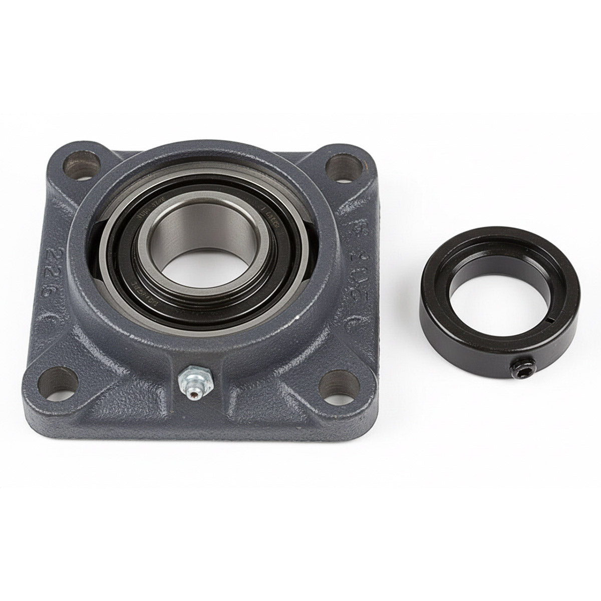 4 HOLE CAST IRON FLANGE WITH 1-1/4" BEARING- 62mm HOUSING-ECCENTRIC LOCK COLLAR