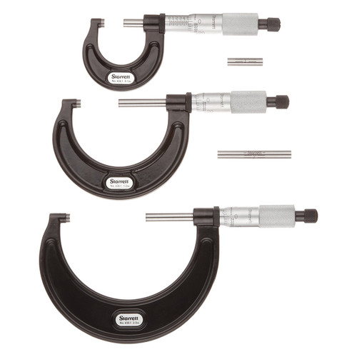 Starrett 0-3" Outside Micrometer Set, 3-Piece