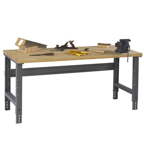 Tennsco Adjustable Leg Work Bench, 72" x 30" Hardwood Top