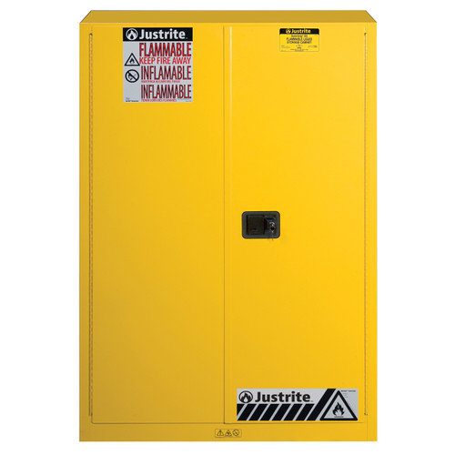 Justrite Sure-Grip EX Classic Manual Close 45 Gal Yellow Safety Cabinets For Flammables