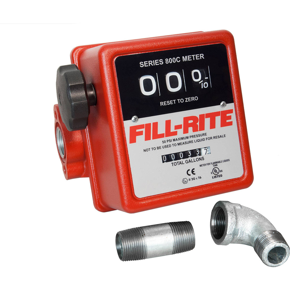 Fill-Rite 807CMK 3-Digit Mechanical Fuel Transfer Meter (US Gallons) 3/4" NPT threads