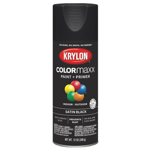 Krylon COLORmaxx Spray Paint + Primer, Satin Black