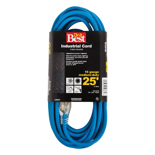 Master Electrician 16/3 3-Outlet Extension Cord, Lighted, 25'L