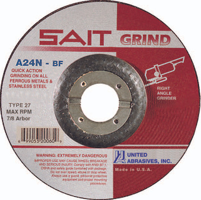 7" x 1/4" x 7/8" A24N T27 Grinding Wheel | Sait 20081