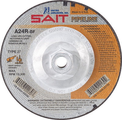 9" x 1/8" x 5/8"-11 A24R T27 Pipeline Wheel | Sait 22062