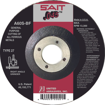 6" x .045" x 7/8" A60S T27 Cut-Off Wheel | Sait 22047