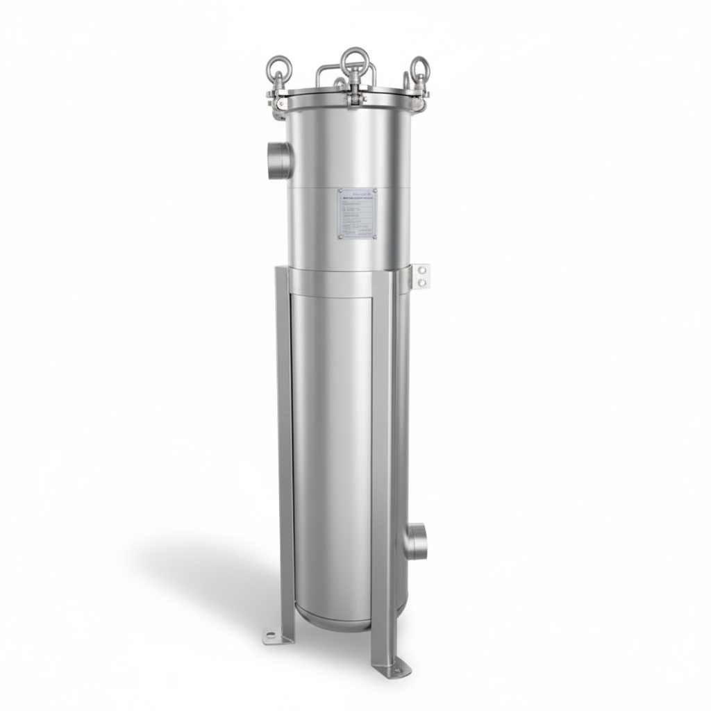 PRM #2 304 Stainless Steel Bag Filter Housing, 2 Inch NPT Inlet, Dual Side or Bottom 2 Inch NPT Outlet, 150 psi