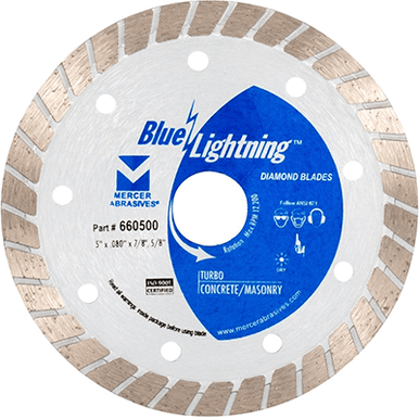 Turbo Diamond Blades - 9" x .102 x DIA. 7/8", 5/8", Mercer Abrasives 660900 (Qty. 1)