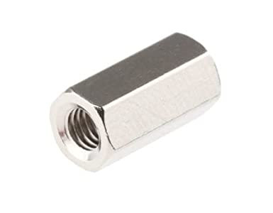 1/4" OD x 5/8" L x #8-32 Thread Brass Female/Female Hex Standoff, Nickel Plated (250/Pkg.)