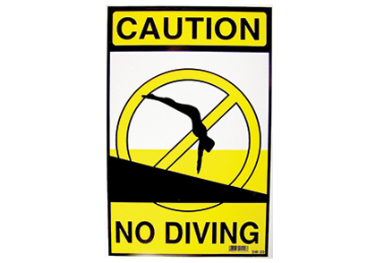Caution No Diving Sign 12 x 18 Inch PVC SW20