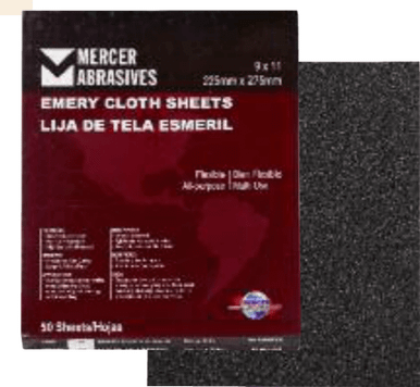 Multi-Purpose Emery Cloth Sandpaper Sheets 9 x 15, Grit: 80, Mercer Abrasives 216080 (50/Pkg.)