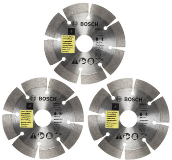 Bosch DB441 4 Inch Segmented Diamond Circular Saw Blade, 3 Pack