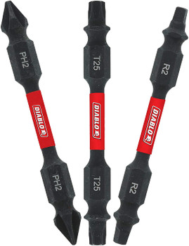 Diablo DDEV25-S3 2-1/2" Double-Ended Phillips, Square and Torx Drive Bit Set (3-Piece)