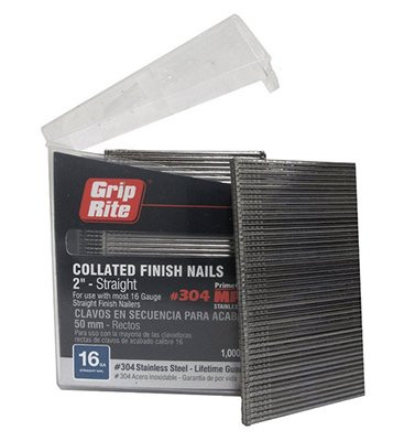 Grip Rite #GRDA25GLM, 2-1/2" DA Collated Finish Nails, 15 Gauge, Electrogalvanized, Smooth Shank, (1,000 Tub/5 Tubs)