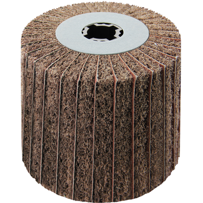 4 x 4 x 3/4 In. Quad-Keyway Interleaf Flap Wheel Drum / Roll | 180 Grit Aluminum Oxide | Metabo 623485000