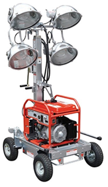 Multiquip GB43SC - 1600W Metal Halide, 4-Spotlight Projection Lighting, Cart Mounted w/4-Stage Mast Assembly