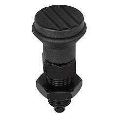 Kipp 1/2"-13 Indexing Plunger with Grooved Pull Knob, Stainless Steel, Locking Pin Hardened - Style D (Qty. 1), K0339.04206A5