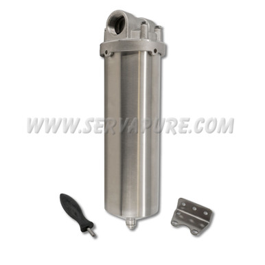 HydroScientific, T1-316-10, 10" 316 Stainless Steel Single Filter Cup Housing, DOE, 1" In/Out