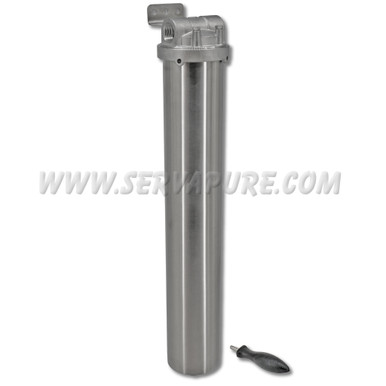 HydroScientific, T2-316-10, 20" 316 Stainless Steel Single Filter Cup Housing, DOE, 1" In/Out