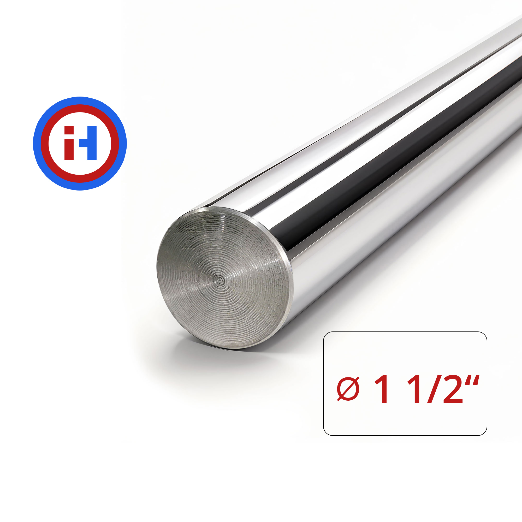 Induction Hardened Chrome Plated Steel Rod 1 1/2 in Dia.