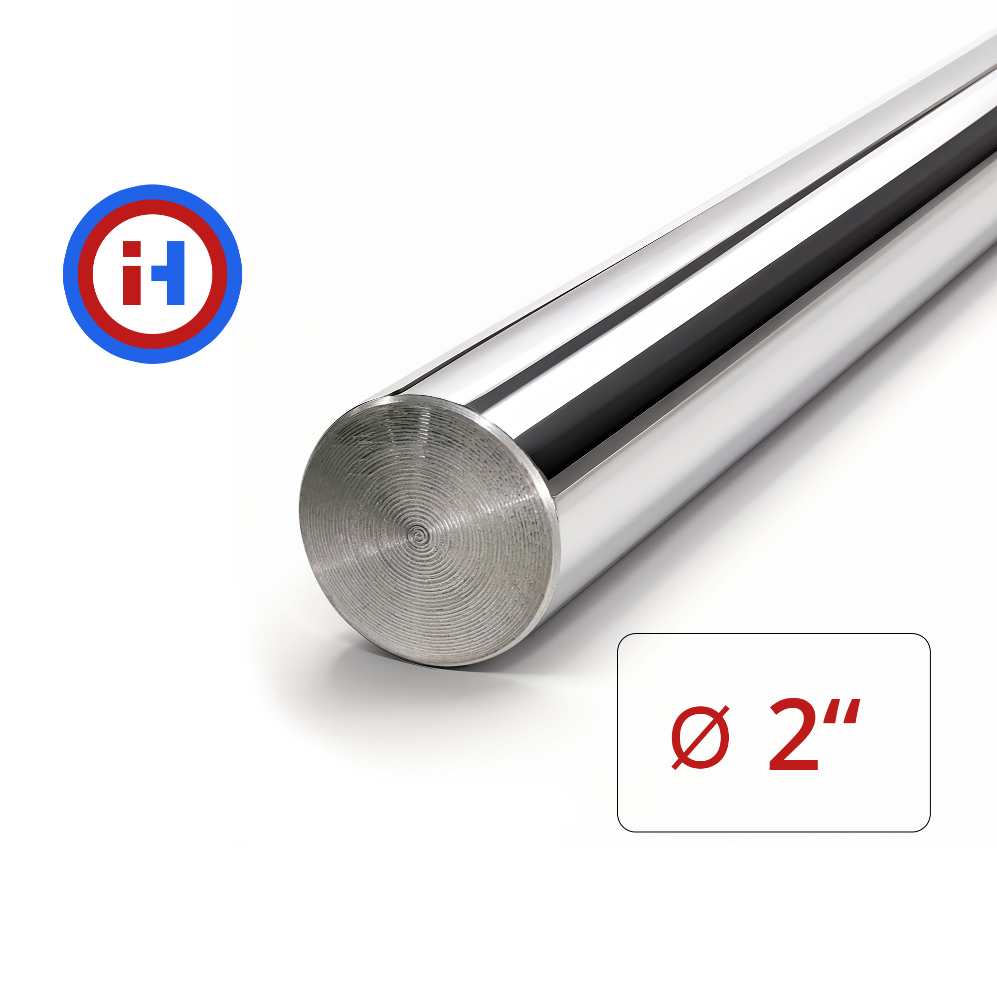Induction Hardened Chrome Plated Steel Rod 2 in Dia.
