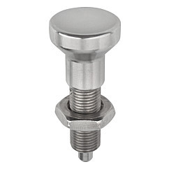 Kipp 3/8"-24 Indexing Plunger without Collar, All Stainless Steel, Locking Pin Not Hardened - Style H (Qty. 1), K0634.112105AL