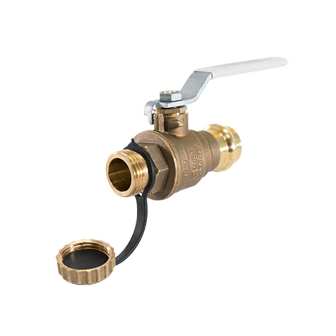 Jomar 100-773G 2 Pack - 1/2 Inch Press x 3/4 Inch Hose Connection Lead Free Brass 2-Piece Ball Valves