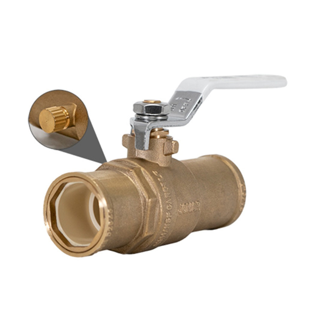Jomar 150-663G 3 Pack - 1/2 Inch Full Port CPVC Solvent Connection Lead Free Brass 2-Piece Ball Valves with Drain