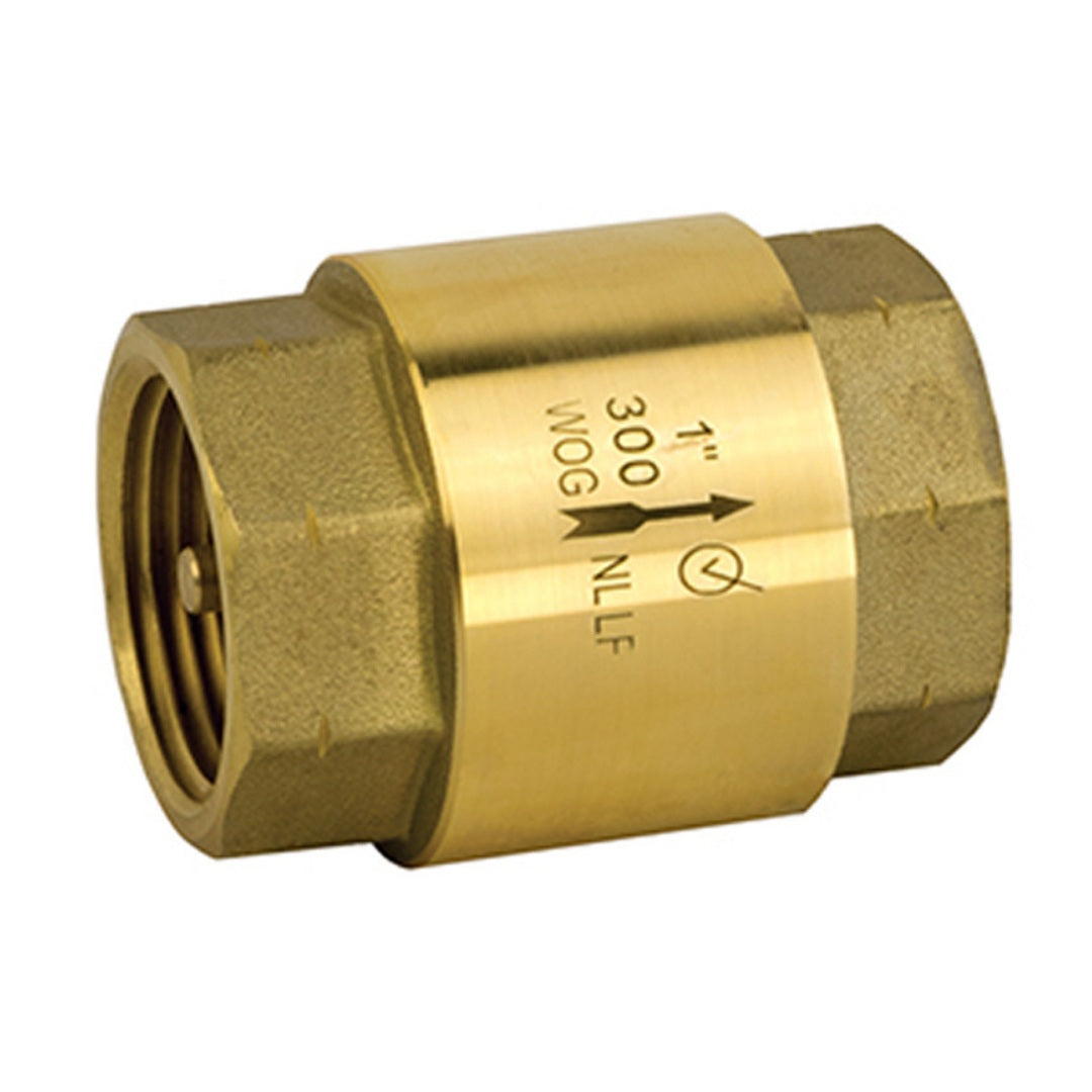 Jomar 105-603G 5 Pack - 1/2 Inch Threaded Connection Lead Free Brass Inline Check Valves