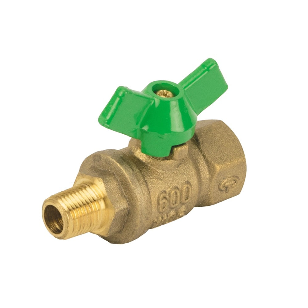 Jomar 100-397G-TH 8 Pack - 1/8” FIP x 1/8” MIP Connection Lead Free Brass Mini Ball Valves with T-Handles & Stainless Steel Trim