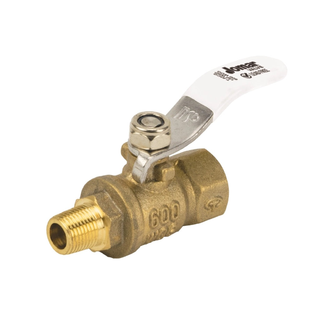 Jomar 100-397G 8 Pack - 1/8” FIP x 1/8” MIP Connection Lead Free Brass Mini Ball Valves with Stainless Steel Trim