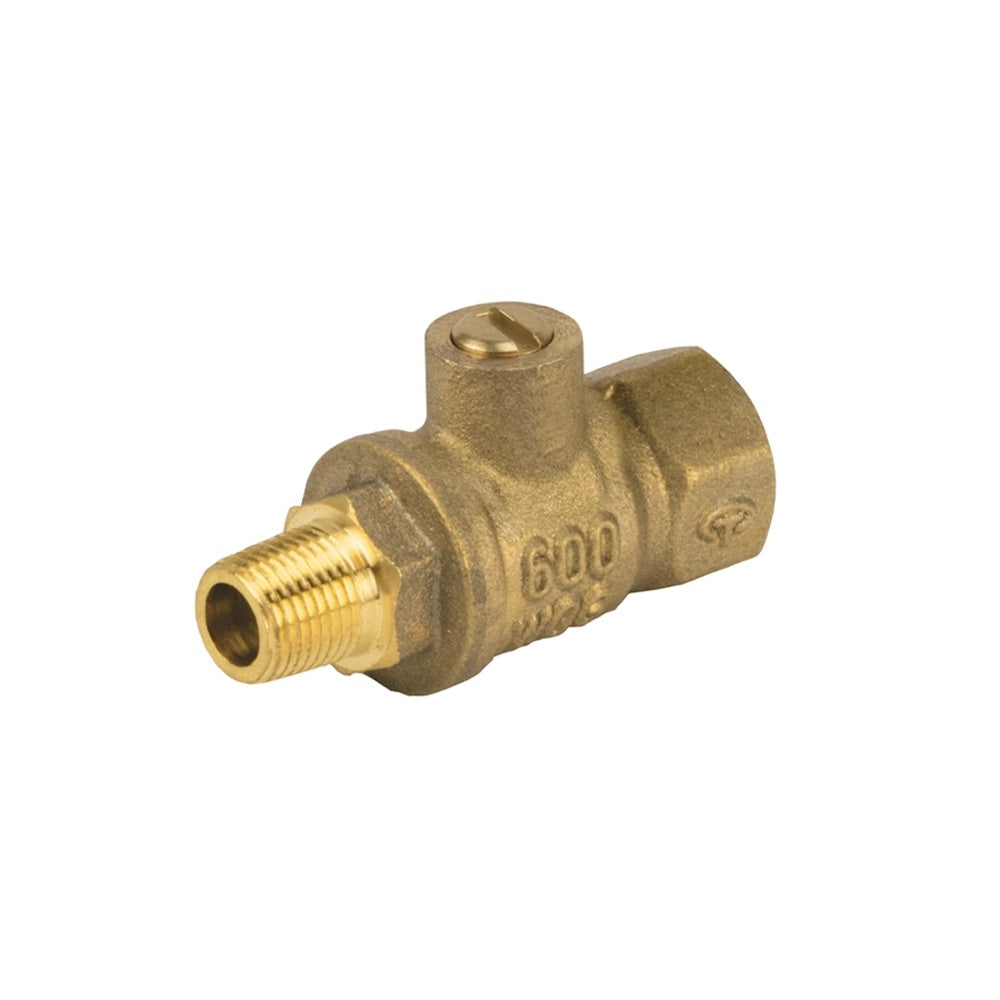 Jomar 100-396G 8 Pack - 1/8" FIP x 1/4" MIP Connection Lead Free Brass Mini Ball Valves with Screwdriver Slot & Stainless Steel Trim