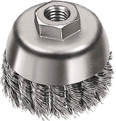 Knot Cup Brushes for Right Angle Grinders - Carbon Steel - 2-3/4" x 5/8"-11 (M10 x 1.25, M10 x 1.5), Mercer Abrasives 189010 (6/Bulk Pkg.)