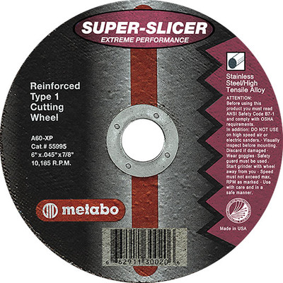6" x .045" x 7/8" A60XP T1 Cut-Off Wheel | Metabo Super Slicer 655995000