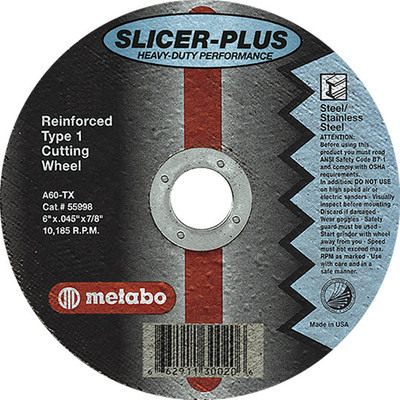 6" x .045" x 7/8" A60XP T27 Cut-Off Wheel | Metabo Super Slicer 655899000