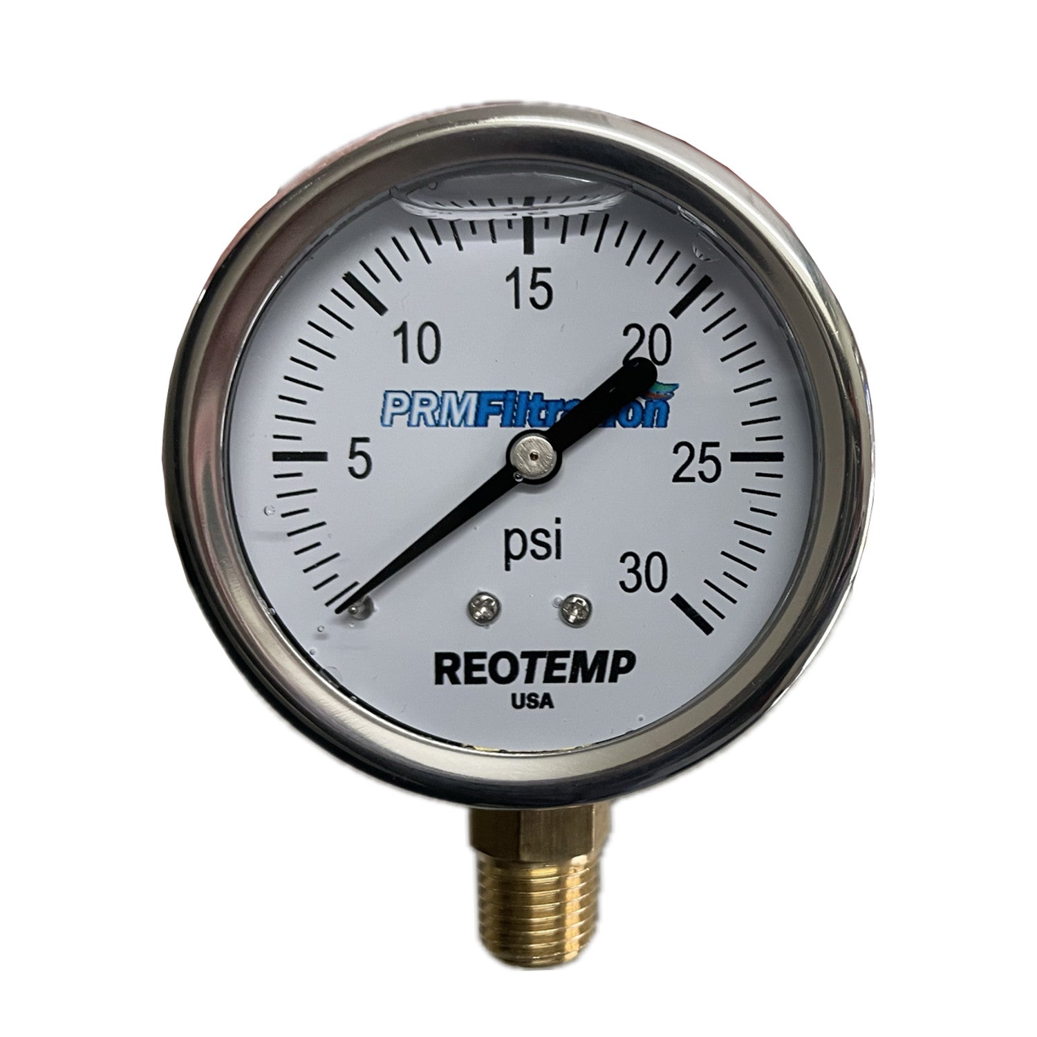 Premium 304 Stainless Steel Pressure Gauge with Brass Internals, 0-30 PSI, 2-1/2 Inch Dial, 1/4 Inch NPT Bottom Mount, Calibration Certificate Option