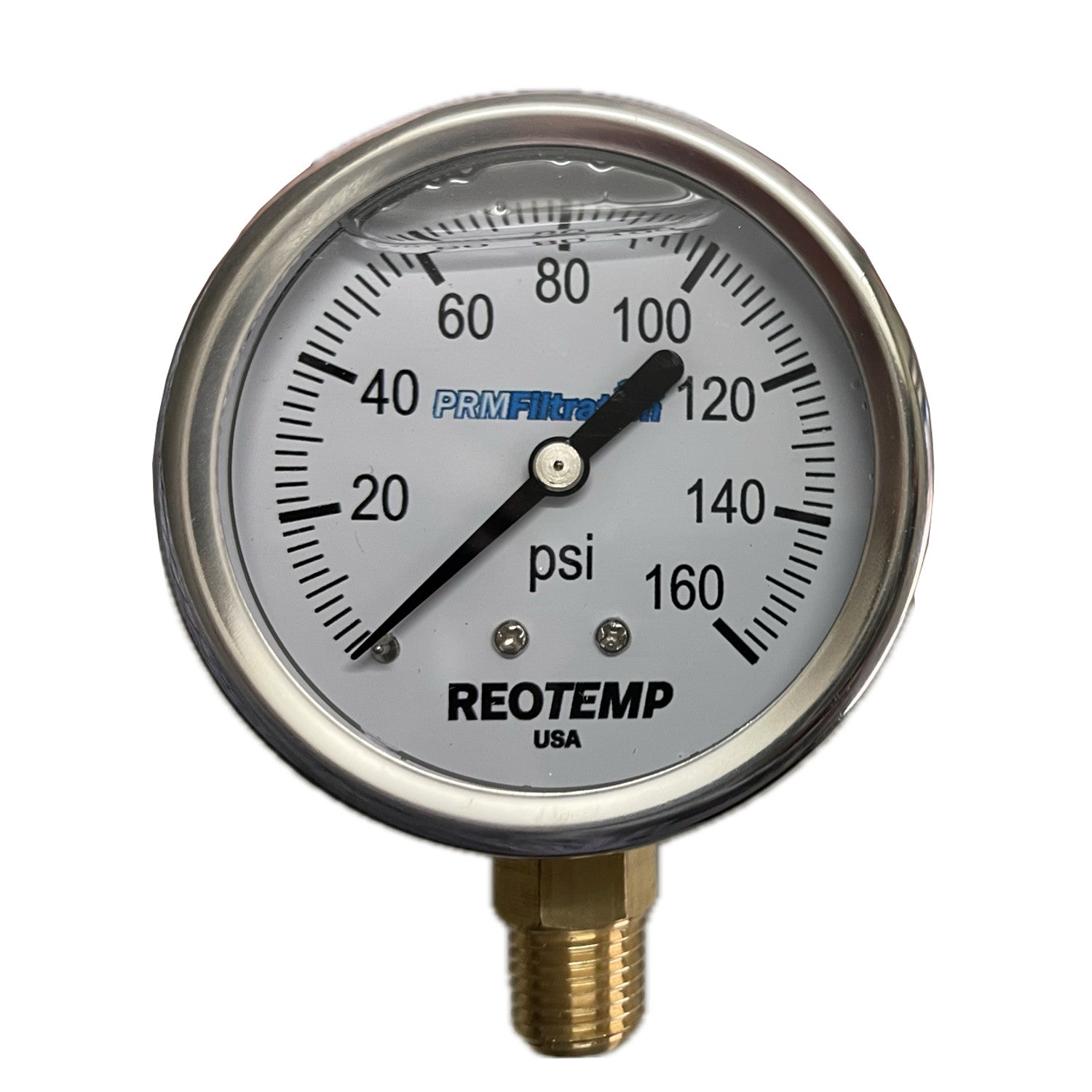 Premium 304 Stainless Steel Pressure Gauge with Brass Internals, 0-160 PSI, 2-1/2 Inch Dial, 1/4 Inch NPT Bottom Mount, Calibration Certificate Option