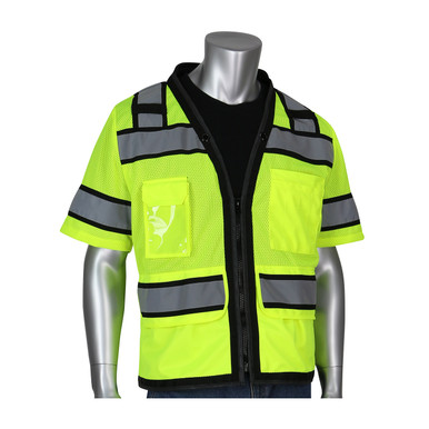 Hi-Vis Yellow XL Type R Class 3 Cont. HD Tech Vest, D-Ring, Mic Tabs Two Tone Tape, LY Hi-Visibility Vest 303-0800D-LY/XL