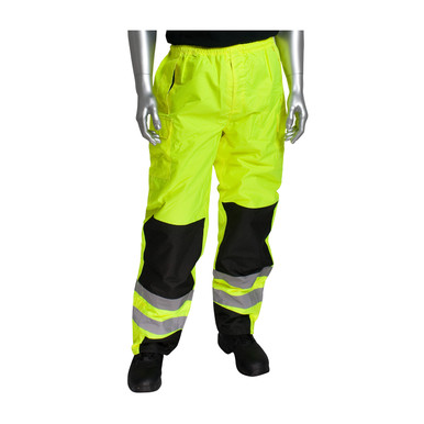 Hi-Vis Yellow S Class E Rip Stop PU Pant, 5 Pocket, Drawstring waist, Reinforced, OR Hi-Visibility Pants 318-1771-OR/S