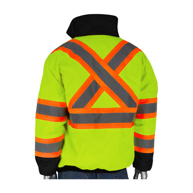 Hi-Vis Yellow 5X Class 3/CSA Z96, X-Back Two Tone, Insulated Jacket, Zipper, Orange Hi-Visibility Jacket 333-1745X-OR/5X