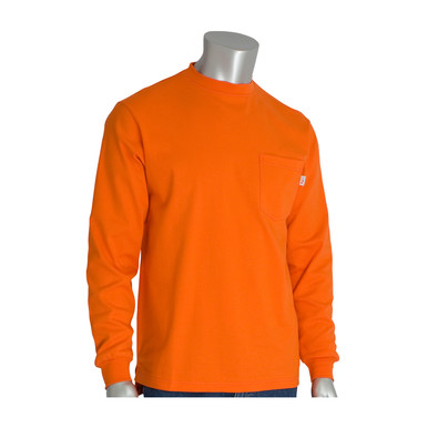 Gray M AR/FR Long Sleeve T-shirt, 13 Cal 6.5 oz Interlock Cotton, Melange Gray Flame Resistant Shirt 385-FRLS-(GR)-M
