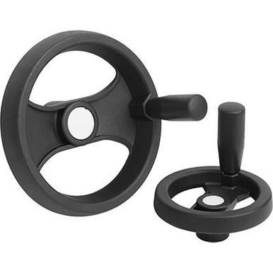 Kipp 252 mm x .75" ID 2-Spoke Handwheel with Revolving Grip, Plastic (Qty. 1) K0725.4250XCR