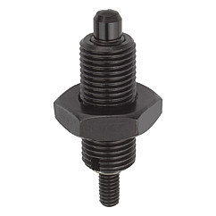 Kipp 1/2"-13 Indexing Plunger with Threaded Pin, Without Collar, Stainless Steel, Locking Pin Not Hardened - Style K (Qty. 1), K0345.12206A5